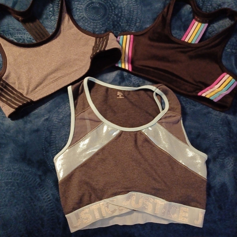JUSTICE/ ATHLETIC BRAND SPORTS BRA, BUNDLE. BUST ALL 24.